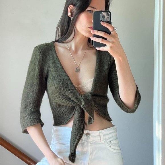 Wooden Ships Sweaters - Wooden Ships Mohair Blend Lightweight Balletcore Cardigan Cropped Wrap Shrug Top